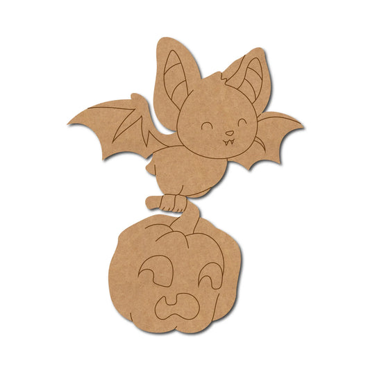 Bat With Pumpkin Halloween Pre Marked Craft Shape 1