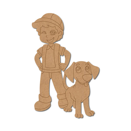 Boy With Dog Pre Marked Craft Shape 2
