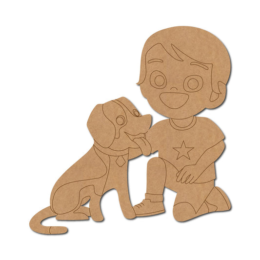 Boy With Dog Pre Marked Craft Shape 3