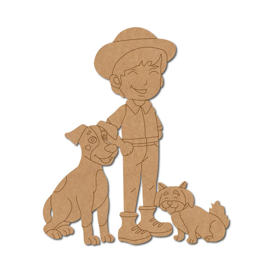 Boy With Dogs Pre Marked Craft Shape 1