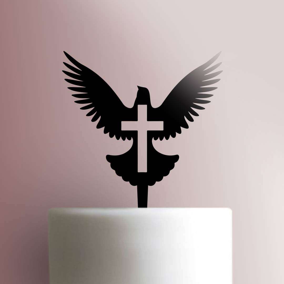 Dove with Cross - Acrylic Cake Topper