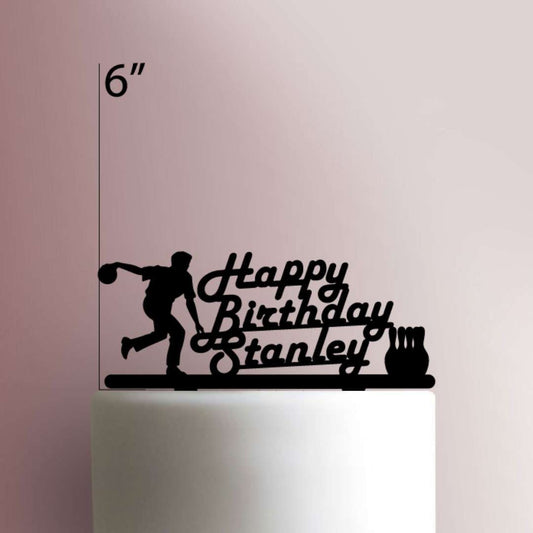 Custom Bowling Happy Birthday - Acrylic Cake Topper