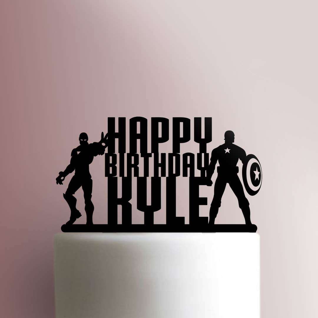 Custom Captain America ? Civil War Happy Birthday Name - Acrylic Cake Topper