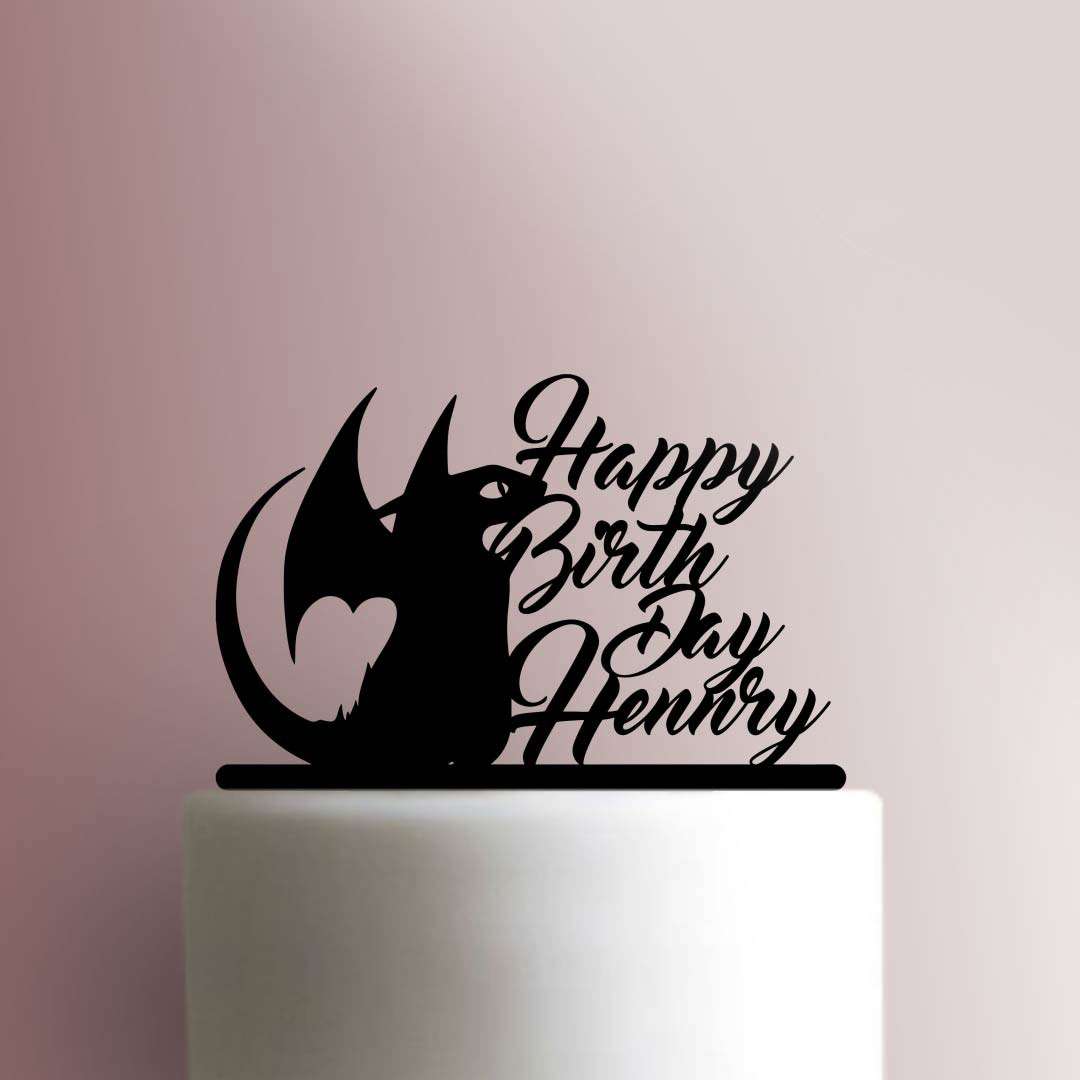 Custom Dragon Happy Birthday Name - Acrylic Cake Topper