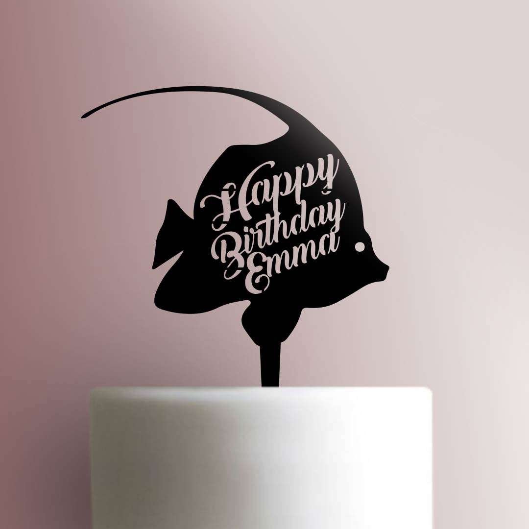 Custom Fish Happy Birthday - Acrylic Cake Topper