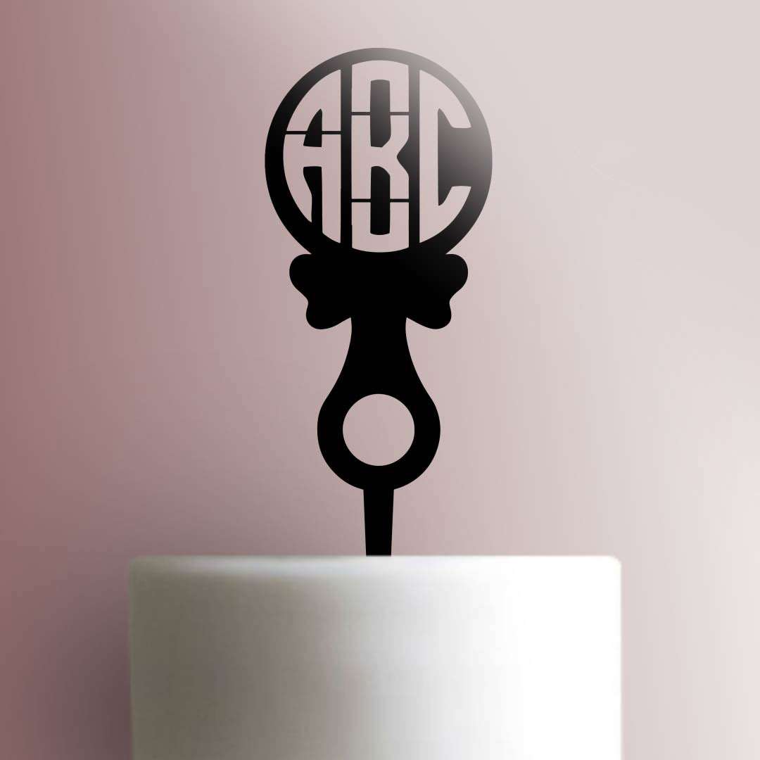 Custom Initials Baby Rattle - Acrylic Cake Topper