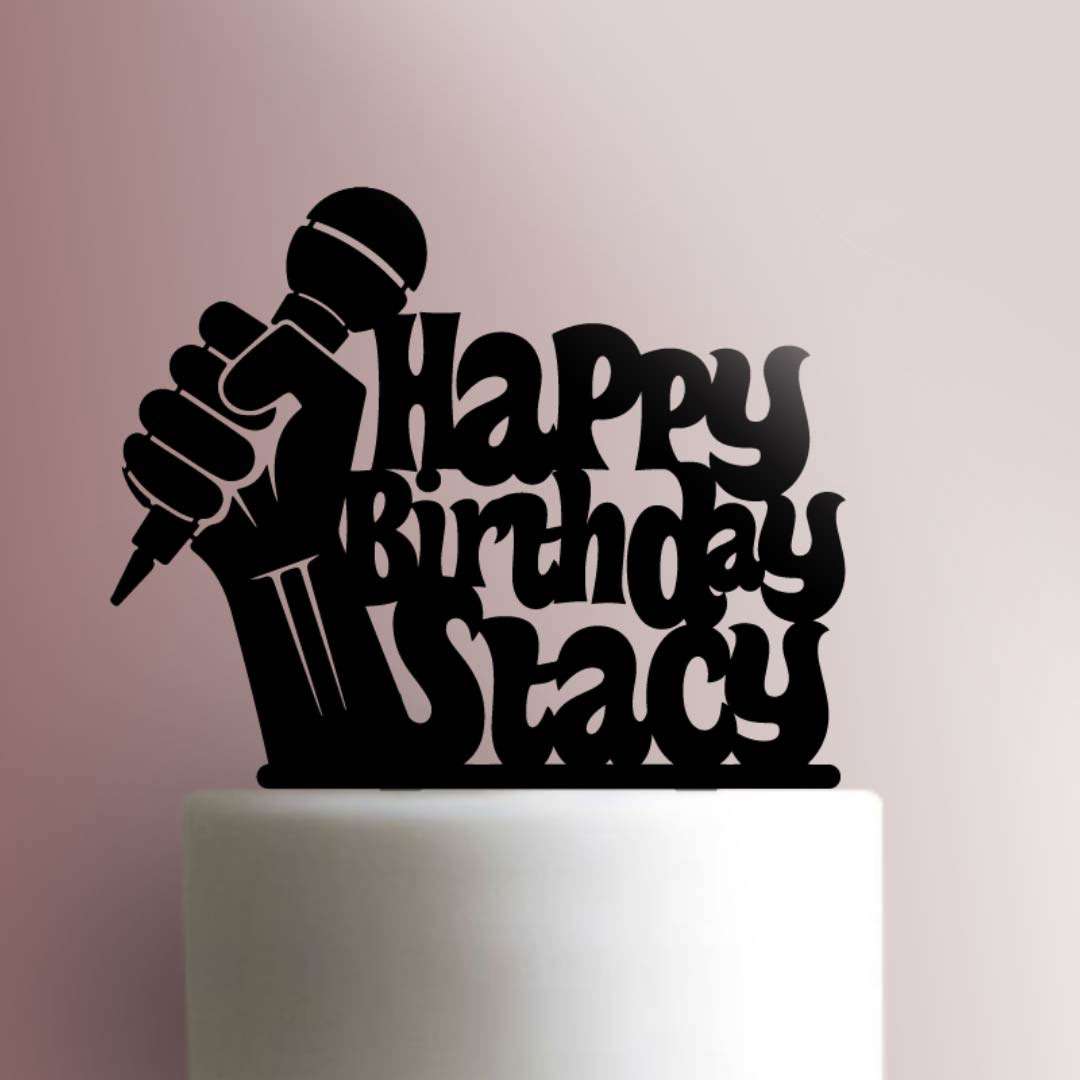 Custom Microphone Happy Birthday - Acrylic Cake Topper