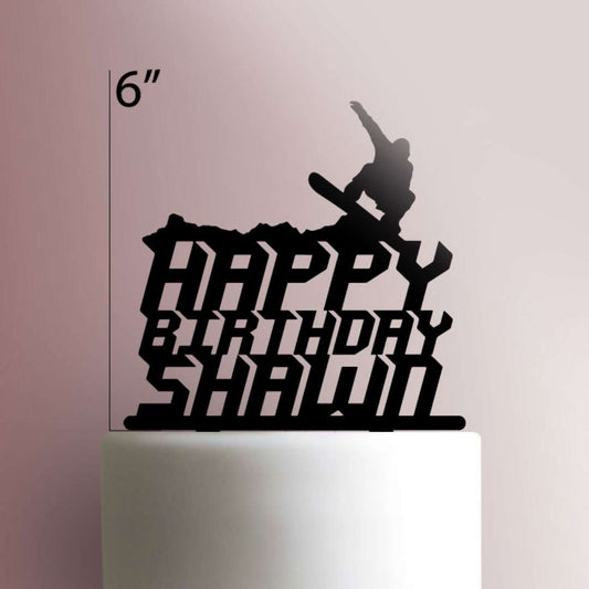 Custom Snowboard Happy Birthday - Acrylic Cake Topper