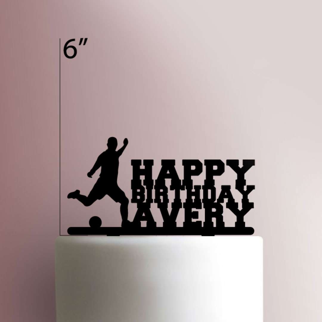 Custom Soccer Happy Birthday - Acrylic Cake Topper