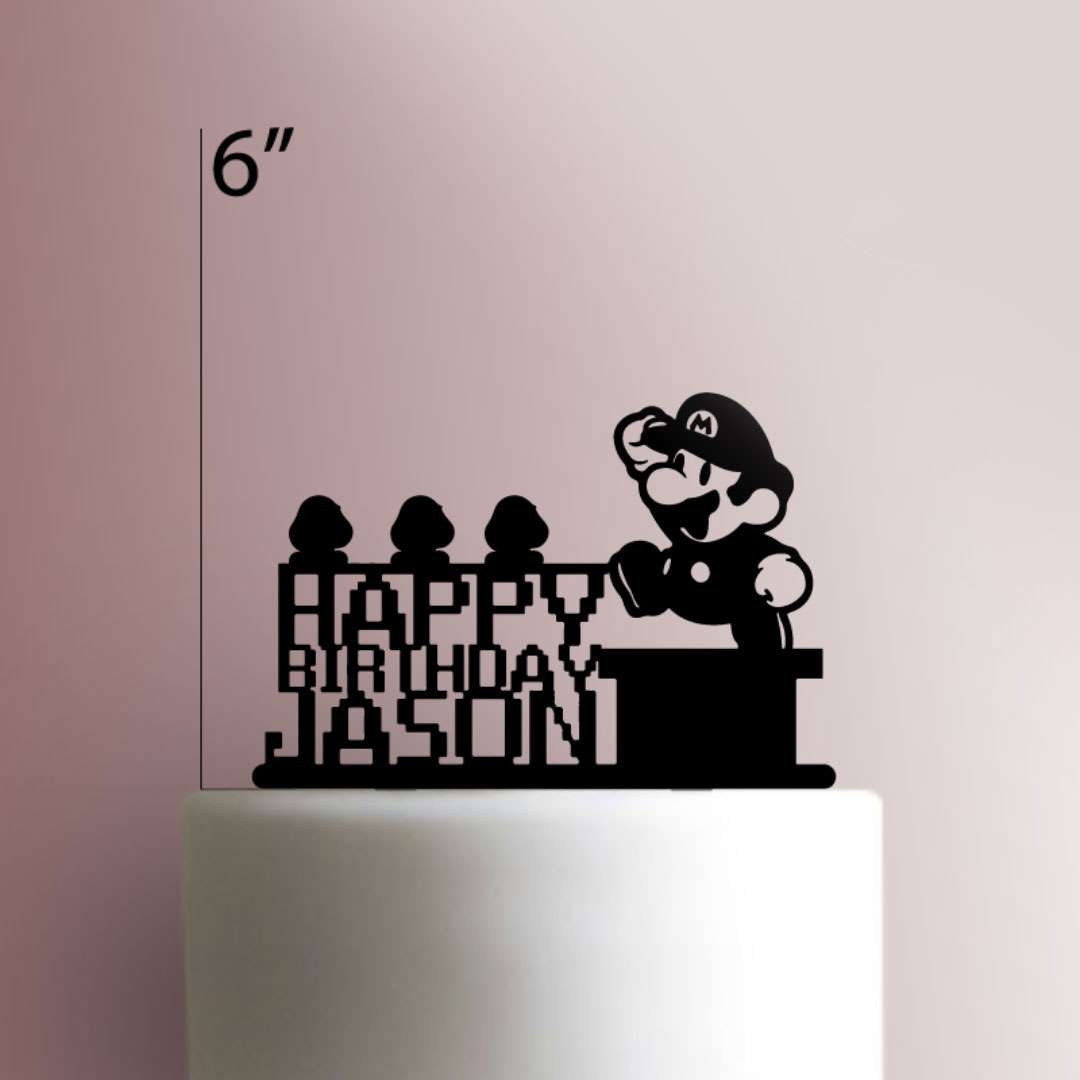 Custom Super Mario Happy Birthday - Acrylic Cake Topper