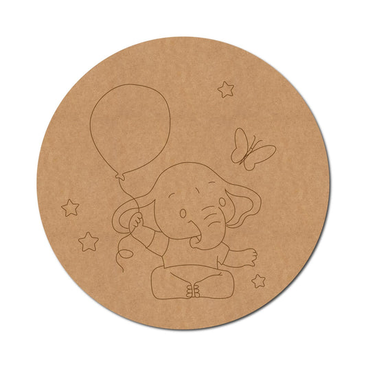Elephant with Balloons Pre Marked Round Design 1