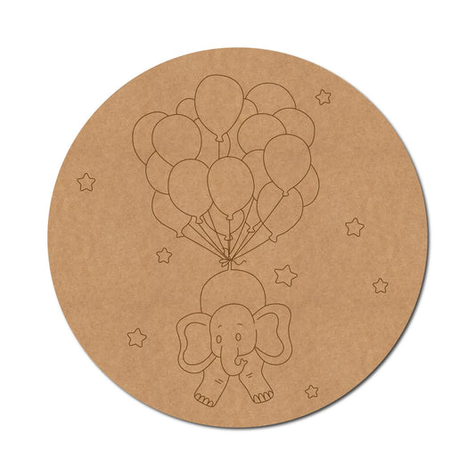 Elephant with Balloons Pre Marked Round Design 2