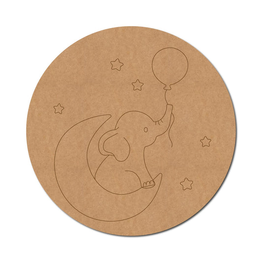 Elephant with Balloons Pre Marked Round Design 3