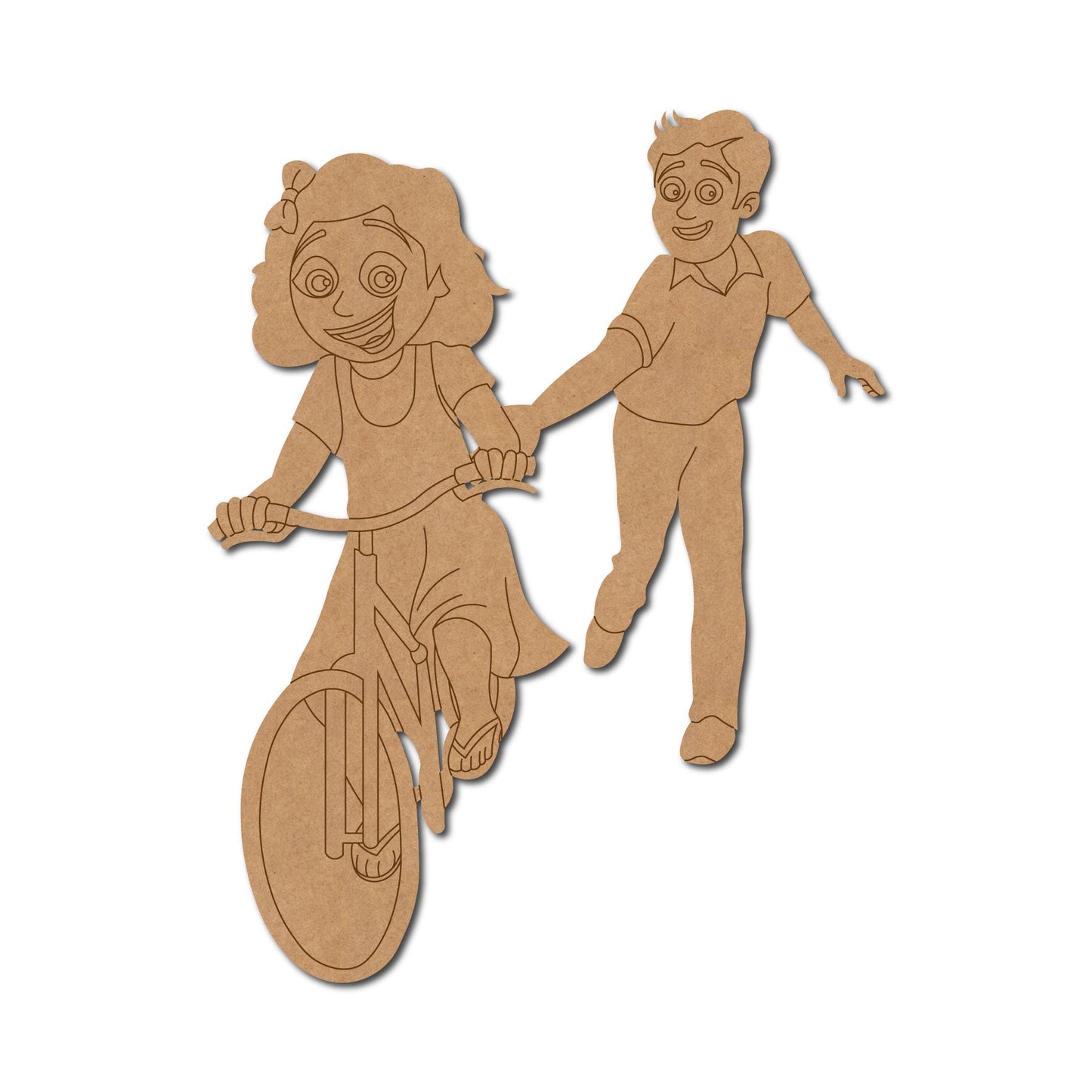 Father Teach Daughter To Ride Bicycle Pre Marked Shape 1