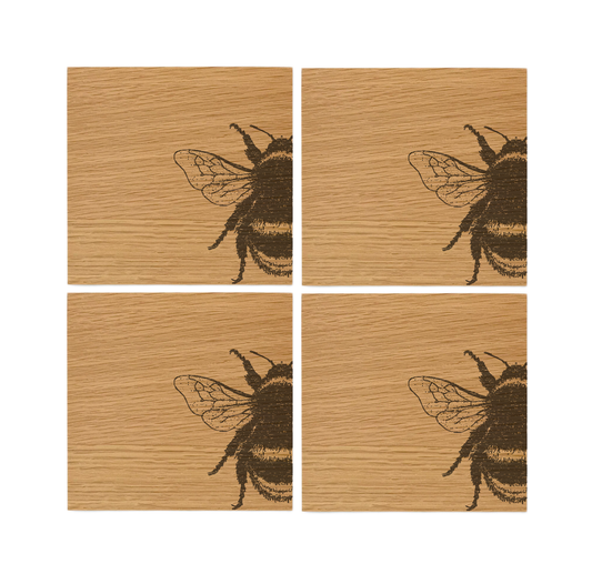 Bee Oak Coasters - Set of 4