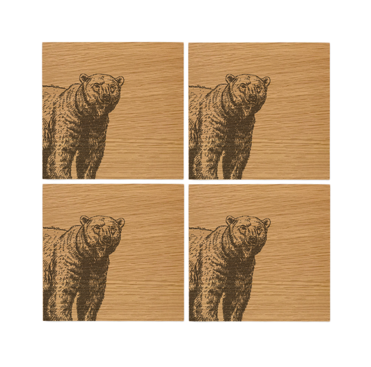 Bear Oak Coasters - Set of 4