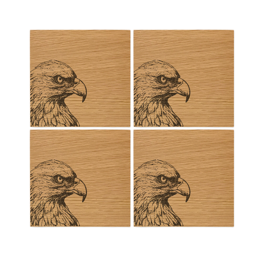 Eagle Oak Coasters - Set of 4