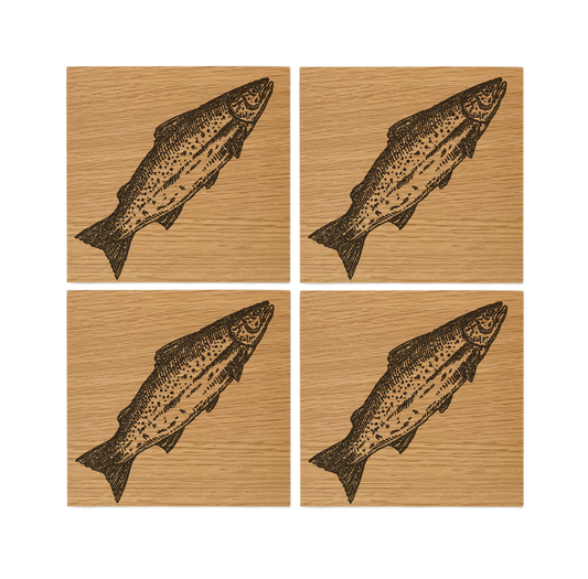 Salmon Oak Coasters - Set of 4