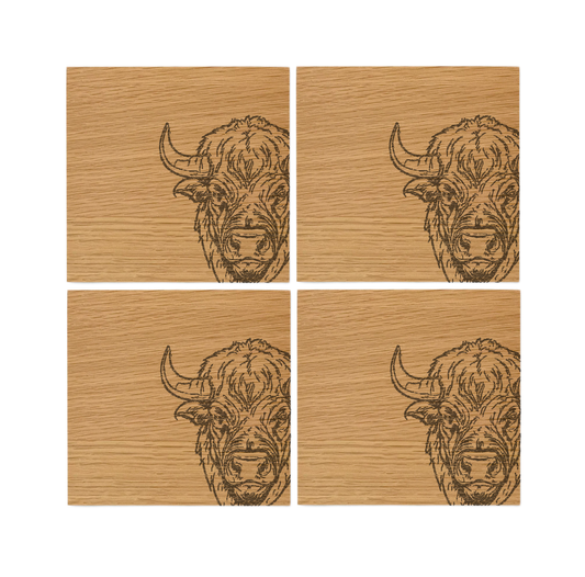 African Buffalo Oak Coasters - Set of 4