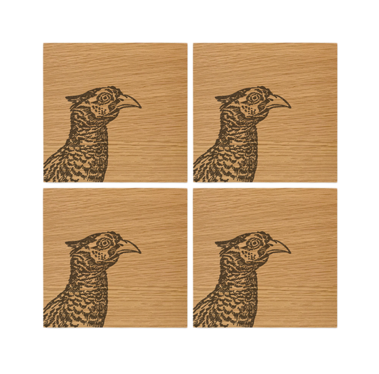 Pheasant Oak Coasters - Set of 4