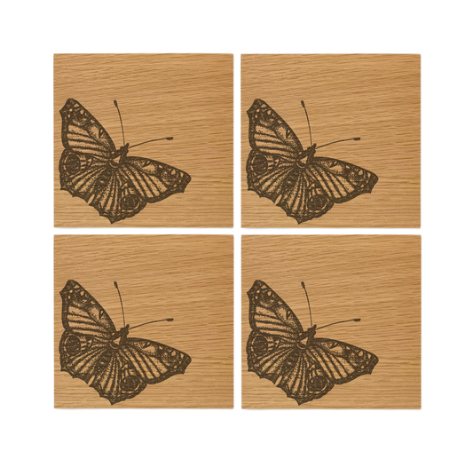 Butterfly Oak Coasters - Set of 4