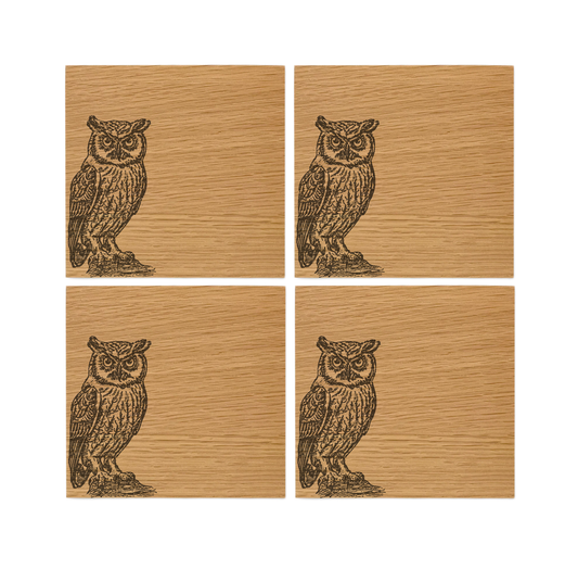 Owl Oak Coasters - Set of 4