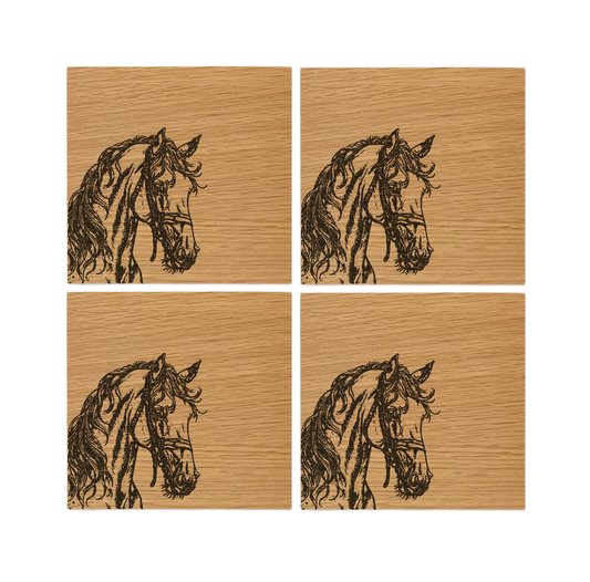 Horse Oak Coasters - Set of 4