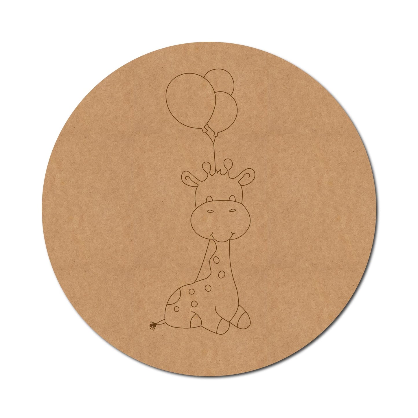 Giraffe With Balloons Pre Marked Round Design 1