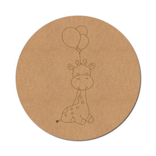 Giraffe With Balloons Pre Marked Round Design 1