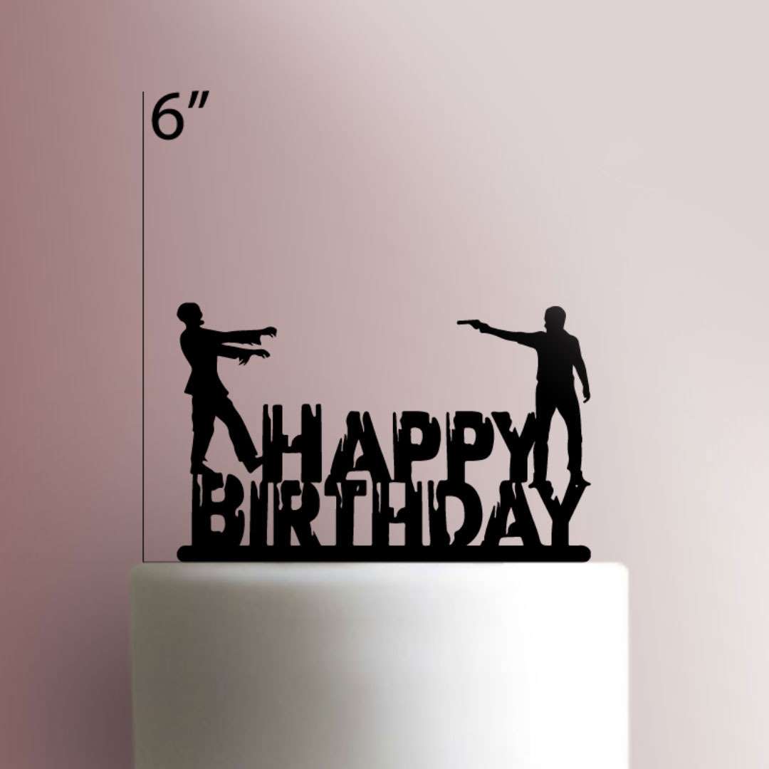 Happy Birthday Zombie - Acrylic Cake Topper