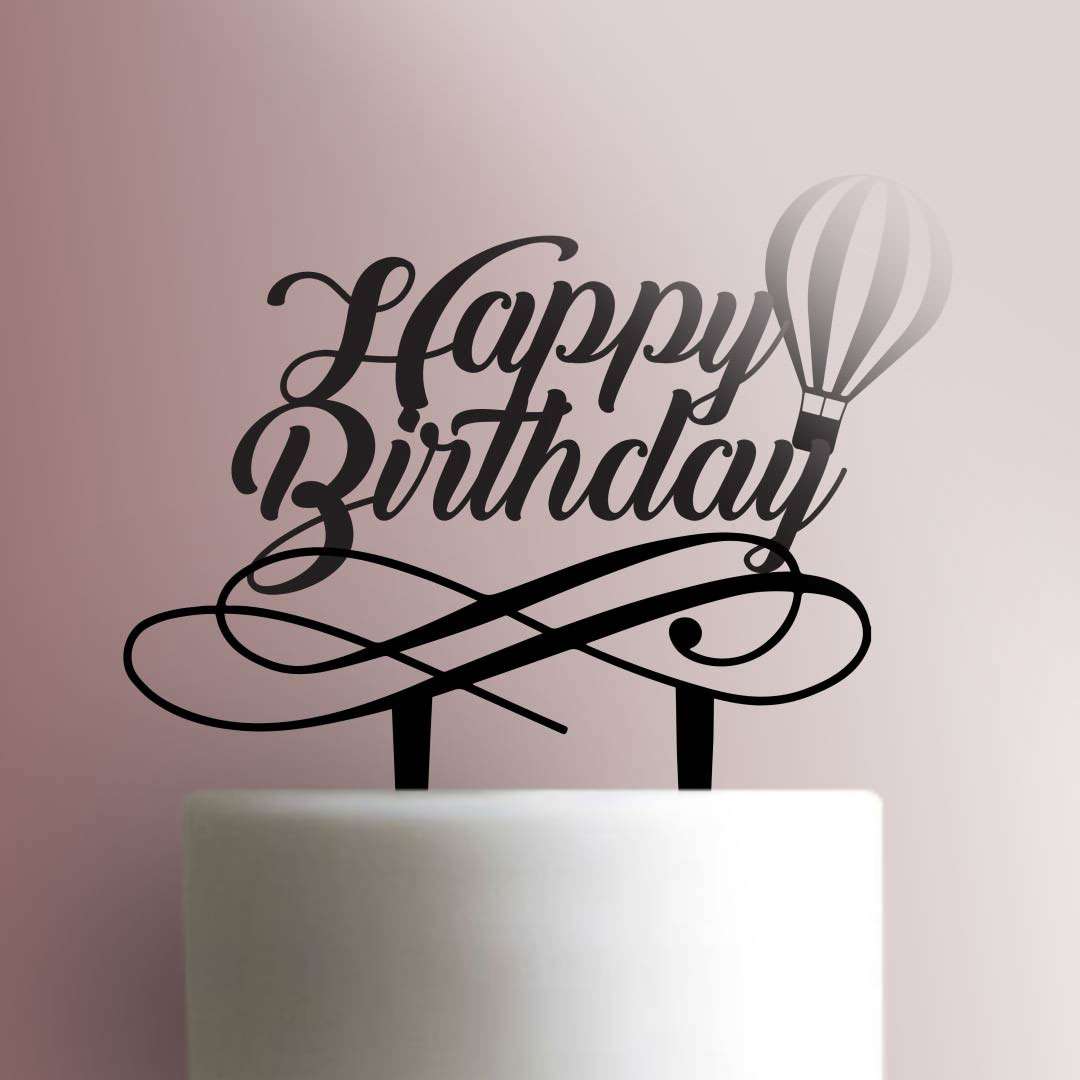 Hot Air Balloon Happy Birthday - Acrylic Cake Topper