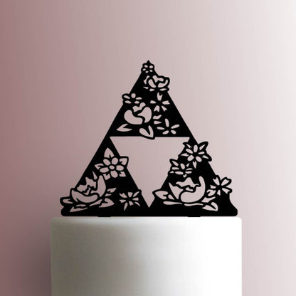 Legend of Zelda ? Triforce with Flowers - Acrylic Cake Topper