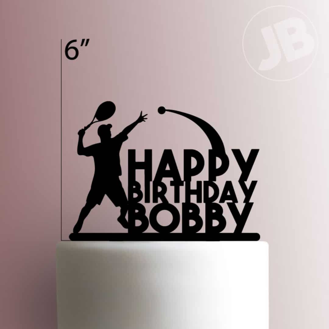 Custom Tennis Happy Birthday Name - Acrylic Cake Topper