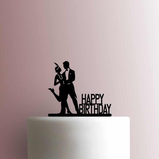 1920s Couple Happy Birthday - Acrylic Cake Topper