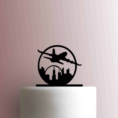 Airplane City Skyline - Acrylic Cake Topper