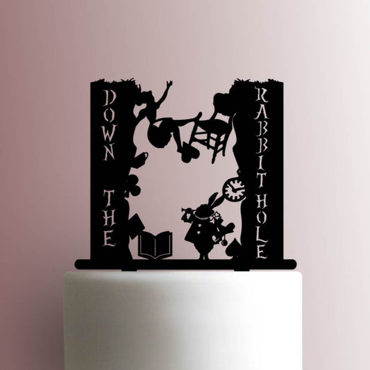 Alice in Wonderland ? Down the Rabbit Hole - Acrylic Cake Topper