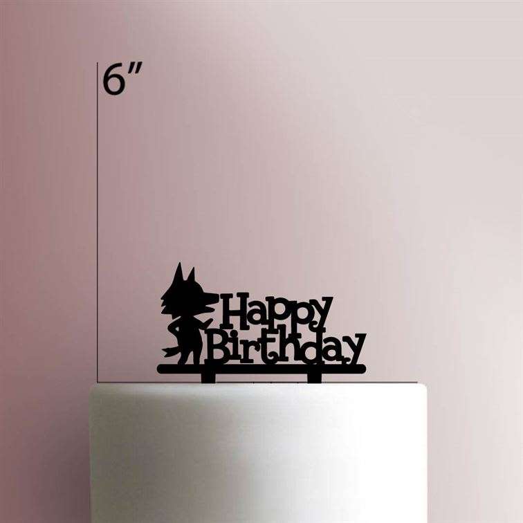 Animal Crossing Happy Birthday Wolf- Acrylic Cake Topper