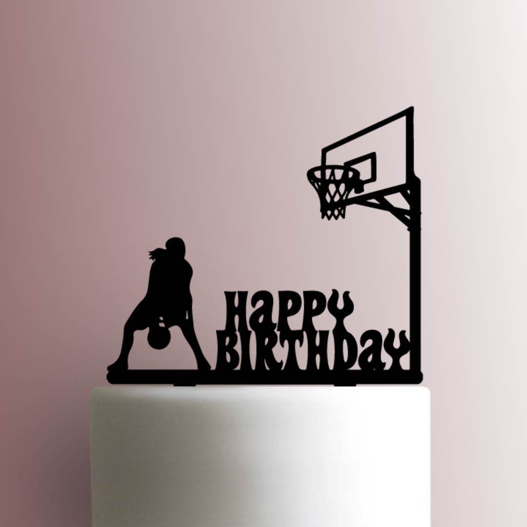 Basketball Player Happy Birthday - Acrylic Cake Topper