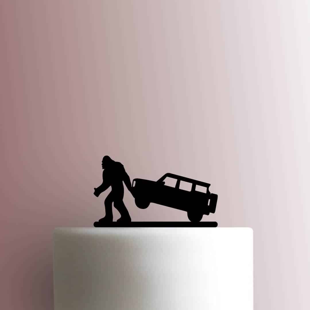 Bigfoot With Car - Acrylic Cake Topper