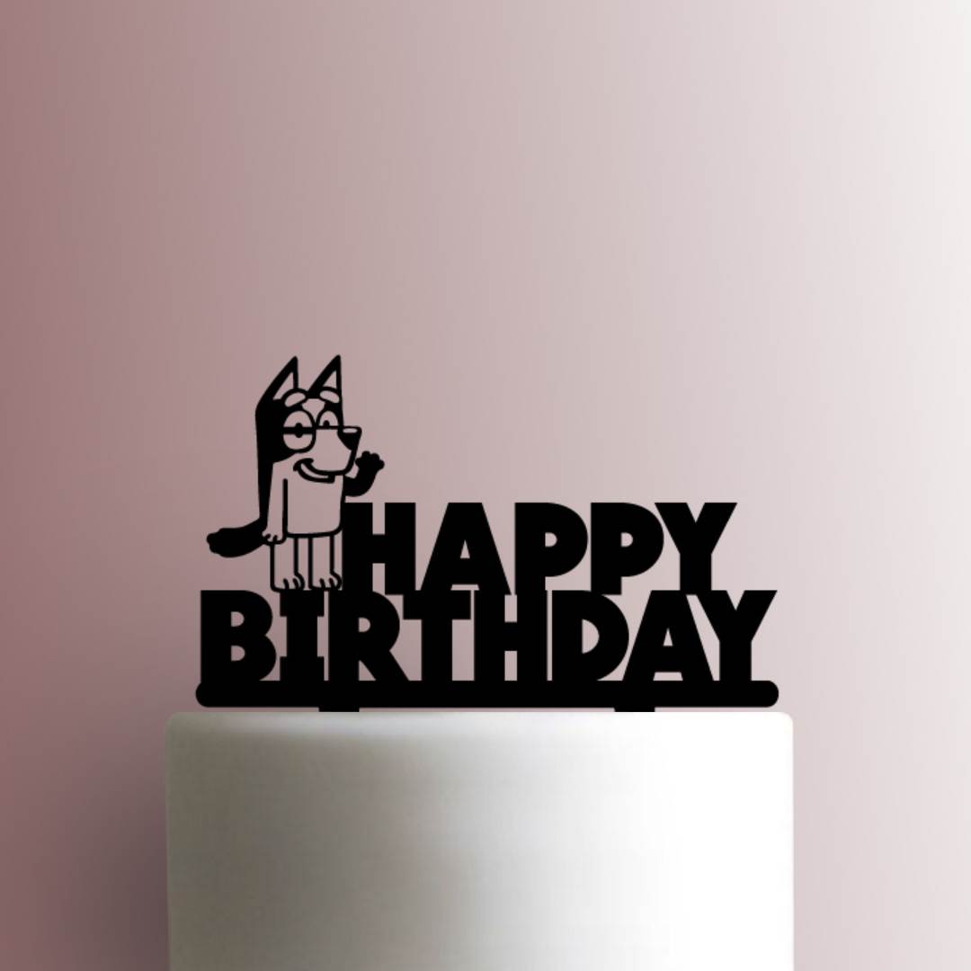 Bluey Happy Birthday - Acrylic Cake Topper
