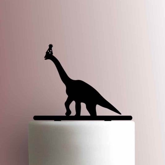 Brachiosaurus Dinosaur with Party Hat - Acrylic Cake Topper