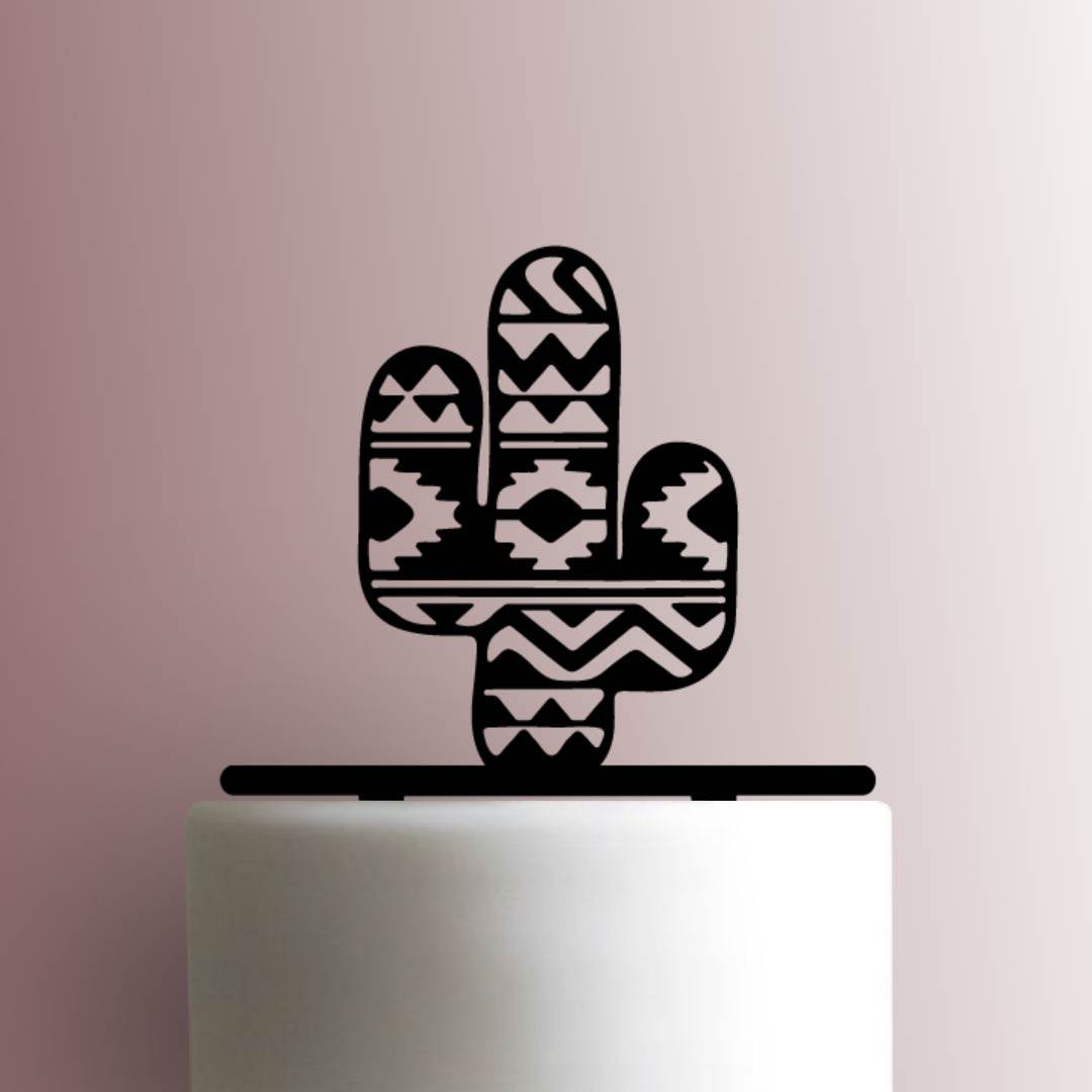 Cactus with Tribal Print - Acrylic Cake Topper