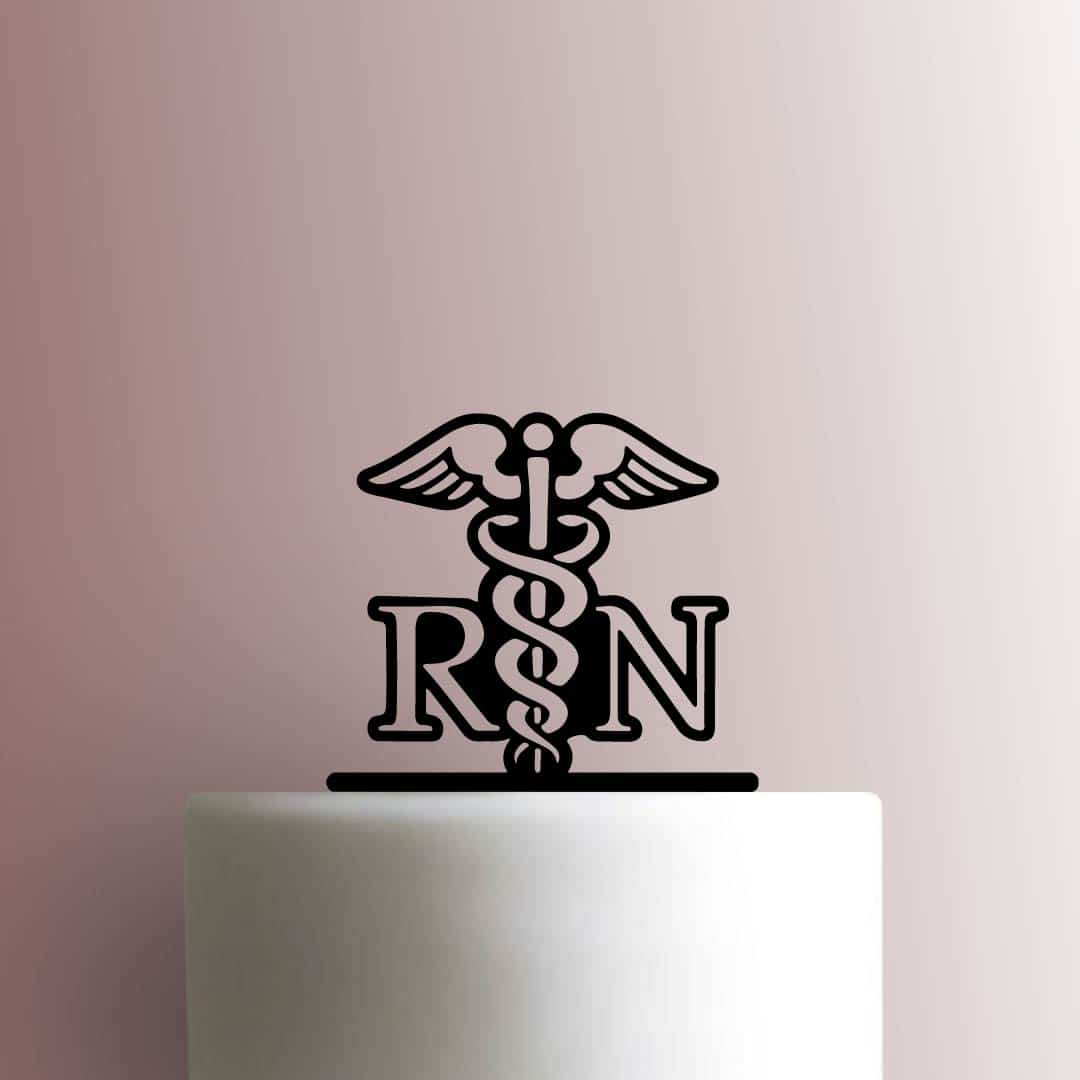 Caduceus Registered Nurse RN - Acrylic Cake Topper