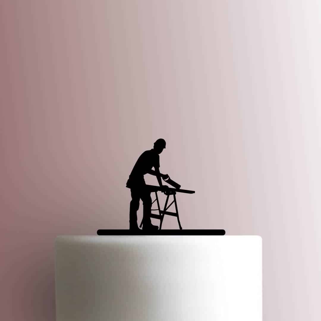 Carpenter Sawing - Acrylic Cake Topper