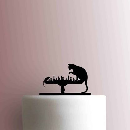 Cat and Mouse Playing Chess - Acrylic Cake Topper