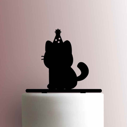 Cat with Party Hat - Acrylic Cake Topper