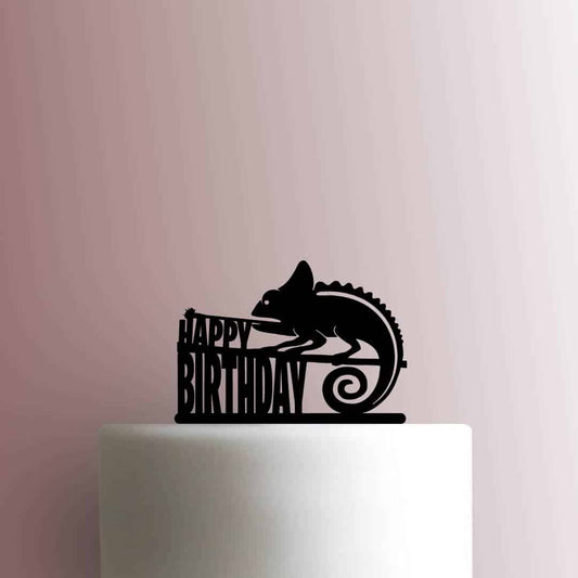 Chameleon Lizard Happy Birthday - Acrylic Cake Topper