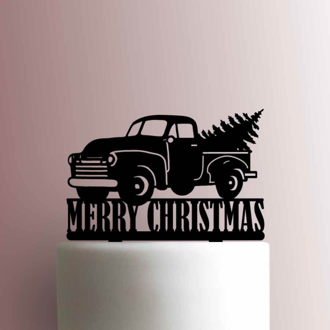 Christmas Pickup Truck - Acrylic Cake Topper