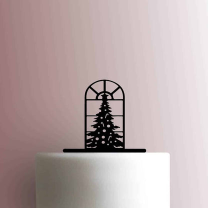 Christmas Tree in Window - Acrylic Cake Topper