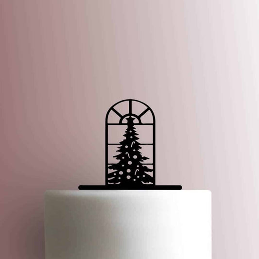 Christmas Tree in Window - Acrylic Cake Topper